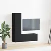 Image de Ensemble de meuble TV 3 pièces en chêne noir en bois d ingénierie