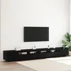 Image de Meuble TV avec des lumières LED en chêne noir 300x35x40 cm en bois aggloméré