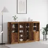 Image de Buffet avec Lumières LED Vieux Bois 163x37x100 cm Bois d ingénierie, Buffet avec Lumières LED Vieux Bois 41x37x100 cm