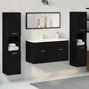 Image de Ensemble de meubles de salle de bain en 4 pièces en bois d ingénierie Chêne noir