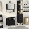 Image de Ensemble de meubles de salle de bain 3 pièces en bois d ingénierie chêne noir