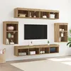 Image de Jeu de 8 meubles TV avec éclairage en chêne artisan et bois d ingénierie