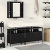 Image de Ensemble de meubles de salle de bain 3 pièces en bois d ingénierie noir chêne