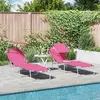 Image de Chaises Longues Pliantes 2 pcs avec Auvent Rose Tissu Oxford 600D