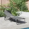 Image de Transat pliant avec auvent en tissu Oxford 600D gris