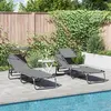 Image de 2 pcs Chaises longues pliantes avec auvent Gris Tissu Oxford 600D