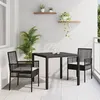 Image de Ensemble de salle à manger de jardin en 3 pièces avec coussins en poly rattan noir 3334855