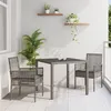 Image de Ensemble de salle à manger de jardin 3 pièces avec coussins gris en poly rotin