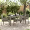 Image de Ensemble de salle à manger de jardin 5 pièces avec coussins en poly rotin gris