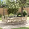 Image de Ensemble de salle à manger de jardin 9 pièces avec coussins beige en poly rattan