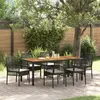 Image de Ensemble de salle à manger de jardin de 7 pièces avec coussins en poly rattan noir