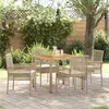 Image de Ensemble de salle à manger de jardin 5 pièces avec coussins beige en polyrotin