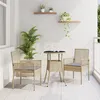 Image de Ensemble de repas de jardin 3 pièces en poly rattan beige