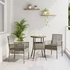 Image de Ensemble de salle à manger de jardin 3 pièces en poly rotin gris