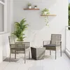 Image de Set de Bistro de Jardin 3 Pièces avec Coussins Gris en Poly Rattan