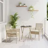 Image de Ensemble de Bistro de Jardin 3 Pièces avec Coussins Beige en Poly Rattan