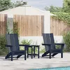 Image de Ensemble de salon de jardin 3 pièces bleu marine HDPE, Chaise Adirondack pliable bleu marine 74.5x80.5x90 cm HDPE, Table d appo