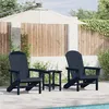 Image de Ensemble de Jardin 3 Pièces Bleu Marine HDPE, Chaise Adirondack Bleu Marine 74x82x91 cm HDPE, Table d Appoint Adirondack Bleu M