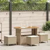 Image de Ensemble de salle à manger de jardin 4 pièces avec coussins en poly rotin beige et acacia 42007923