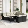 Image de Ensemble de Canapés de Jardin 9 Pièces avec Coussins Noir Poly Rattan