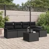 Image de vidaXL Ensemble de Canapé de Jardin 6 Pièces Noir Poly Rotin avec Coussins 3345333