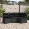 Image de Salon de jardin modulable Vidaxl rotin noir 4 pieces 6 personnes