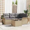 Image de Ensemble de 5 Pièces de Canapés de Jardin avec Coussins en Rotin Poly Noir