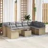 Image de Ensemble de Canapés de Jardin 10 Pièces avec Coussins Noir Poly Rattan