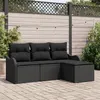 Image de Ensemble de Canapés de Jardin VidaXL 4 pièces avec Coussins Noir Poly Rattan, Canapé de Jardin 2 places vidaXL avec Coussins 3345653