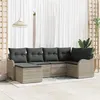 Image de Ensemble de canapé de jardin vidaXL 6 pièces avec coussins en rotin poly gris clair, Canapé de jardin 2 places vidaXL 3345772