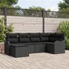 Image de Ensemble de canapé de jardin vidaXL 6 pièces avec coussins noir en poly rotin, Canapé de jardin vidaXL 2 places 3345773