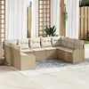 Image de vidaXL Ensemble de Canapé de Jardin 9 Pièces avec Coussins Beige Poly Rattan 3345861
