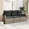 Image de Ensemble de canapé de jardin 3 pièces avec coussins gris poly rotin