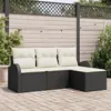 Image de vidaXL Ensemble de Canapés de Jardin 4 pièces avec Coussins Noir Rattan Poly 3345987