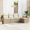 Image de Ensemble de Canapés de Jardin 5 Pièces avec Coussins Beige Poly Rotin