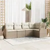 Image de Ensemble de canapé de jardin 5 pièces avec coussins Rotin poly beige