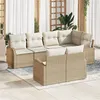 Image de Ensemble de canapés de jardin de 7 pièces avec coussins beige en poly rotin