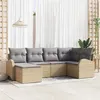 Image de vidaXL Ensemble de canapés de jardin 6 pièces avec coussins en poly rotin beige 3346110