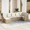 Image de vidaXL Ensemble de Canapé de Jardin 7 Pièces avec Coussins Beige Poly Rattan 3346131