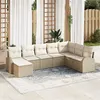 Image de Ensemble de canapé de jardin 8 pièces avec coussins beige en poly rattan