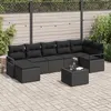 Image de Canapé de jardin 8 pièces avec coussins beige en poly rotin, Canapé de jardin 2 places avec coussins noirs en poly rotin 3346483