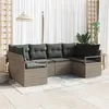 Image de Ensemble de 6 Pièces de Canapé de Jardin avec Coussins Gris Poly Rattan, Canapé de Jardin 2 Places avec Coussins Gris Poly Ratt