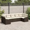 Image de Salon de jardin Vidaxl rotin marron 7 pieces 7 personnes