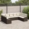 Image de vidaXL Ensemble de Canapés de Jardin 9 Pièces avec Coussins Marron Rotin PE 3346878