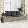 Image de Salon de jardin vidaxl rotin 3 personnes gris 3 pieces