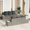 Image de Ensemble de 7 canapés de jardin avec coussins gris clair poly rotin