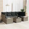 Image de Ensemble de sofa de jardin de 7 pièces avec coussins gris en poly rotin