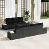 Image de Ensemble de Canapé de Jardin 8 Pièces avec Coussins Noir Poly Rattan