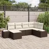 Image de Ensemble de canapé de jardin de 6 pièces avec coussins en poly rattan marron