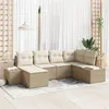 Image de Ensemble de canapé de jardin 6 pièces avec coussins Rattan poly beige